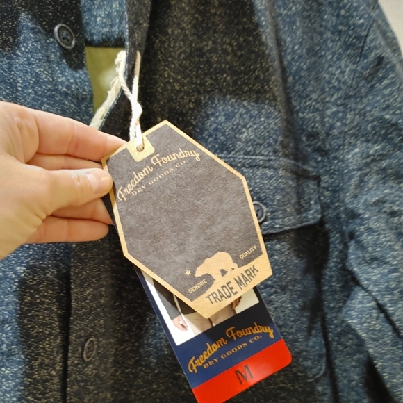 Freedom Foundry Flannel Button Front Shirt Heathered Navy Blue Brushed Cotton M - Picture 8 of 9